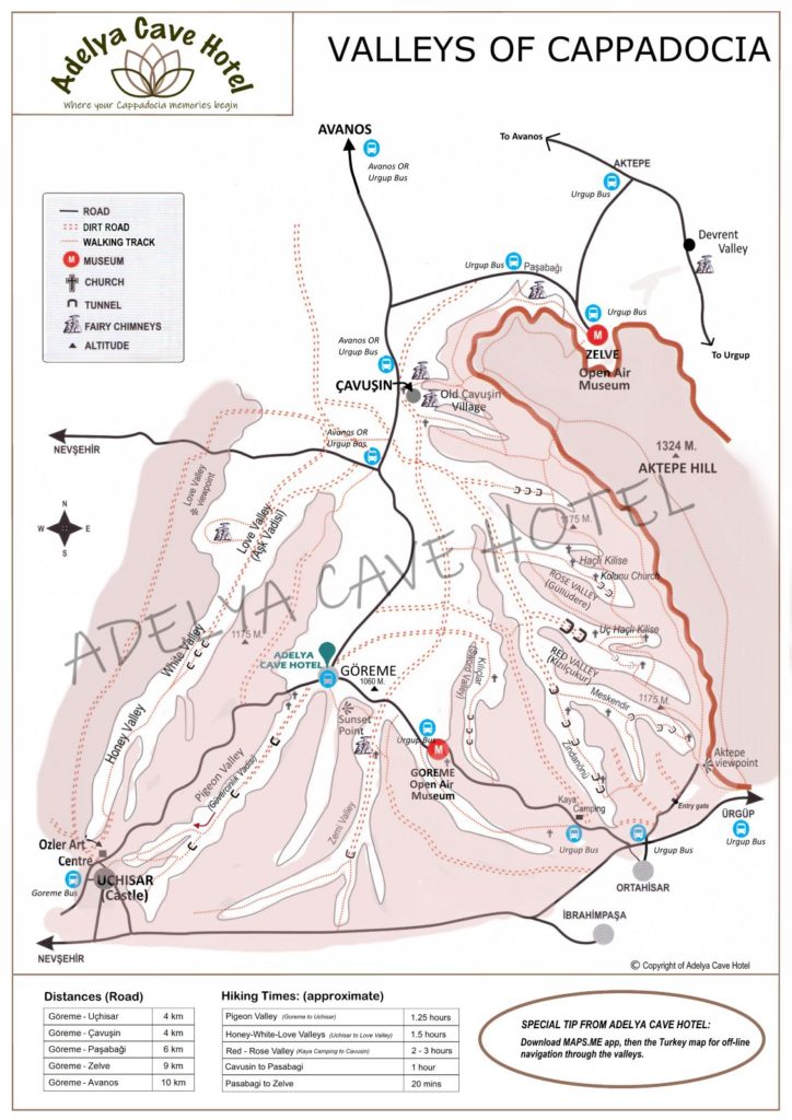 Cappadocia Hiking map - Useful information